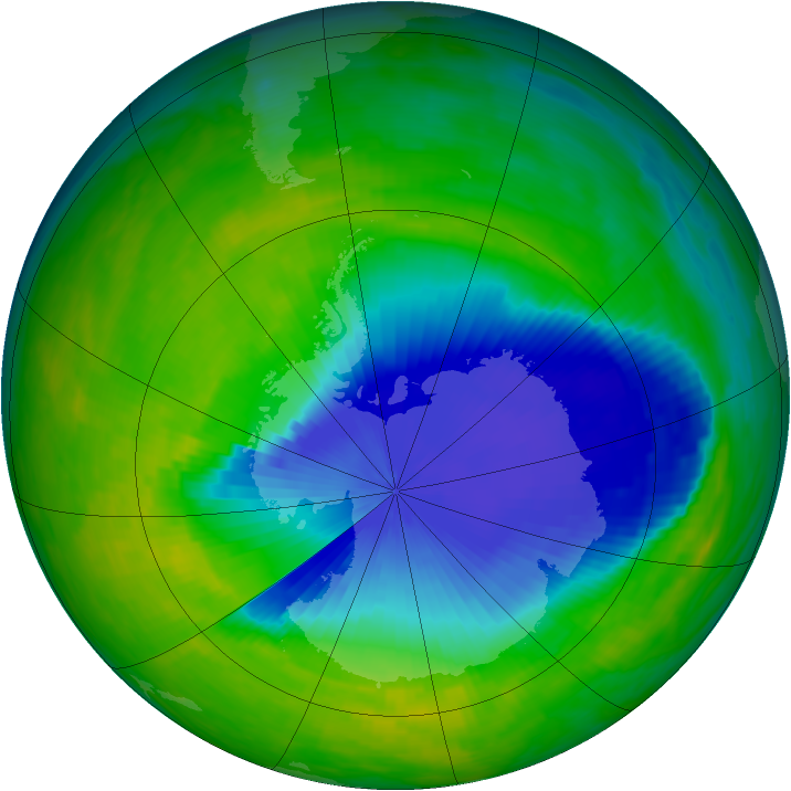 Antarctic ozone map for 07 November 1992